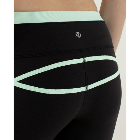 Lululemon Tight Fit Crop 6 Black Mint NWOT - Picture 5 of 13
